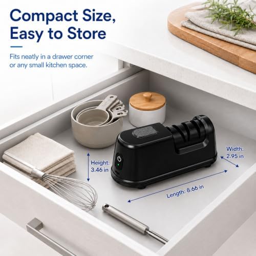 2-Stage Electric Knife Sharpener for Chef Knives, Black