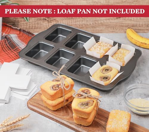 Webake 300pcs Unbleached Parchment Paper Mini Loaf Pan Liners Compatible with Wilton Mini Loaf Pan, Original Precut, Non Toxic Baking Papers for Banana Breads
