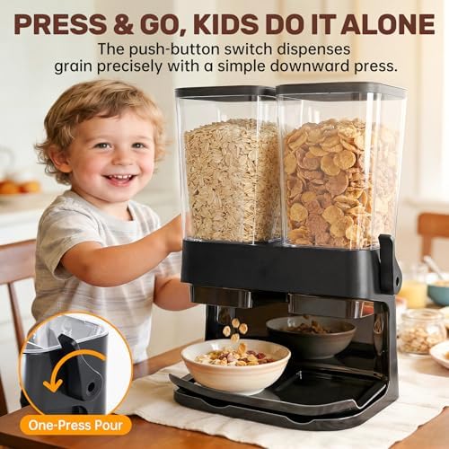 Cereal Dispenser Countertop 2 Pack, Double 3L Airtight
