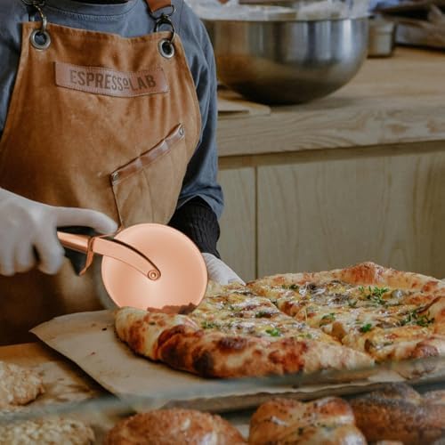Berglander Pizza Wheel, Rose Gold Titanium Plating Stainless Steel Pizza Cutter, Super Sharp Pizza Slicer With Titanium Rose Gold Plating, Pastry Cutter, Easy to Clean And Stored