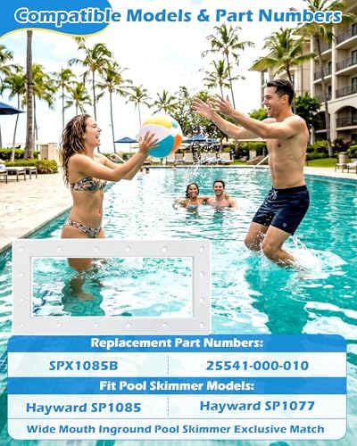 IWIWE SPX1085B Pool Skimmer Face Plate Replacement, Compatible with Hayward SP1085 SP1077 Automatic Wide Mouth Inground Pool Skimmer Cover Plate 25541-000-010 White