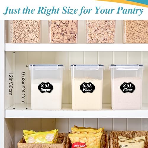 Vtopmart 8.5L Extra Large Flour Sugar Storage Containers, 2 PCS, Black