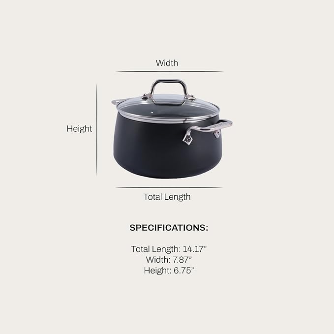 All-Clad HA1 Expert Hard Anodized Nonstick Stock Pot with Lid (4 Qt) For Pasta, Soup, Dishwasher-Safe, Oven-Safe Up to 500°F Compatible with All Stovetops (Gas, Electric & Induction) - Black