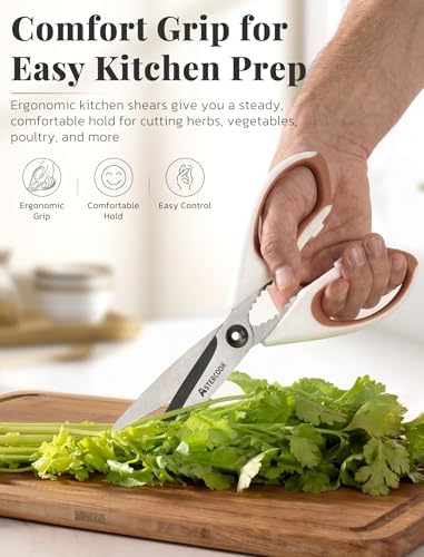 Astercook Kitchen Scissors, 3-Pack Heavy Duty Kitchen Shears with Stainless Steel Blades for Meat, Poultry, Herbs, Vegetables and Packaging, Dishwasher Safe