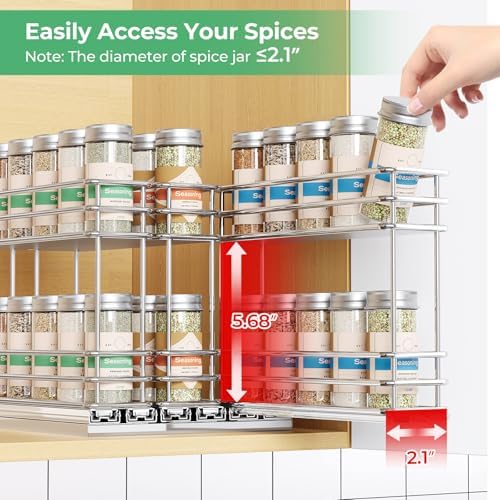 Mystozer Pull Out Spice Rack Organizer for Cabinet, Slide Out Spice Racks