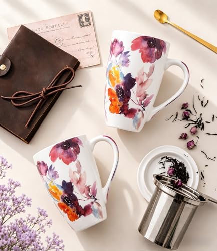 AmorArc Tea Cup With Infuser and Lid, 18oz Loose Leaf Tea Mug With Steeper