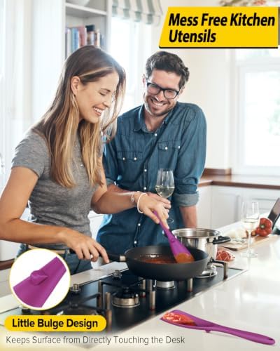 BUNDLEPRO Silicone Cooking Spoons for Nonstick Cookware, One-Piece, 2 Pack