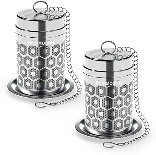 2 Pack Reinmoson 304 Stainless Steel Tea Strainers for Loose Tea 1.5”x2.2”
