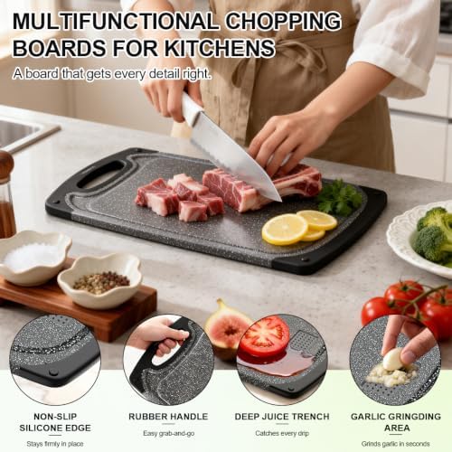 Viretang Plastic Cutting Boards Set of 3,BPA Free,Dishwasher Safe