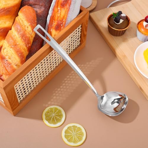 Kichvoe 316 Stainless Steel Soup Ladle Square Head Kitchen Serving Spoon