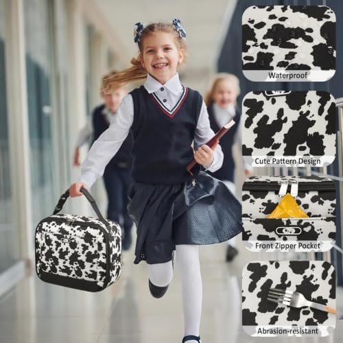 Tenot Lunch Box Kids Insulated Lunch Tote Bag Cow Print