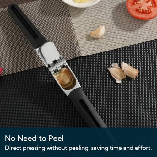 KITCHENDAO Heavy Duty Garlic Press with Built-in Scraper & Cleaning Pusher
