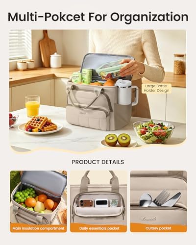 LOVEVOOK Lunch Box for Women, Puffer Lunch Bag for Work,13L,Green