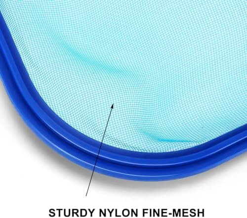 Pool Skimmer Net with Adjustable 17-40" Telescopic Pole - Fine Mesh Net - Leaf Skimmer for Cleaning Surface of Swimming Pools, Hot Tubs, Spas and Fountains