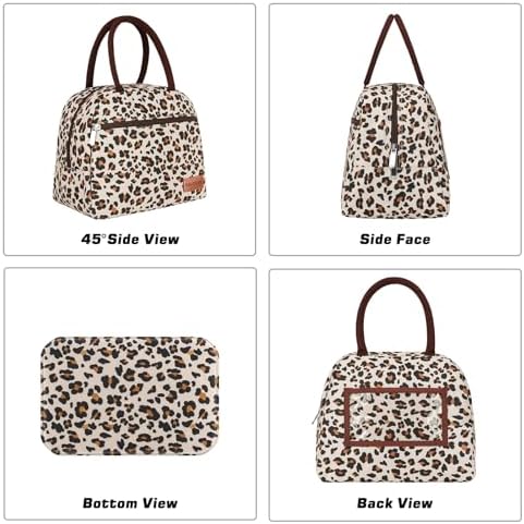 BALORAY Lunch Bag for Women Men Adult Lunch Box (Zipper Leopard), M