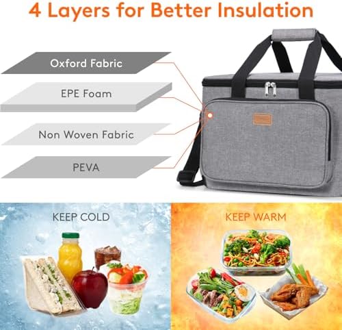 Lifewit Medium Lunch Bag Insulated Lunch Box Soft Cooler Cooling Tote for Adult Men Women, Gray 48-Can (33L)