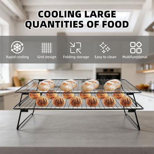 Sourdough Cooling Rack, Heavy Duty Cooling Rack for Sourdough, 17×11×3 Inch Elevated Design, Black，Gifts for Baking Must Haves,1 PCS