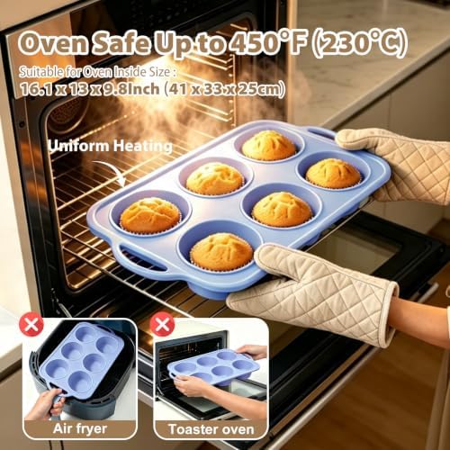 Jumbo Muffin Tin for Egg Bites: 2 PCS Large Silicone Muffin Pan with Frame