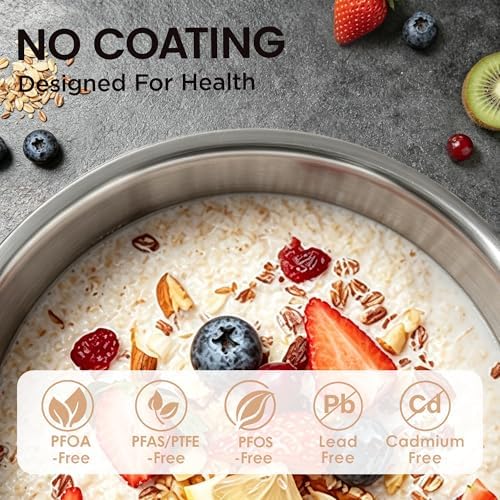 COOKER KING Sauce Pan Set, 1.5 QT & 2 QT Saucepan with Lid, Metal Utensils Safe, No Coating (PFAS/PFOA/PTFE Free), Dishwasher-Friendly, Oven-Safe Up to 900°F, Induction Ready