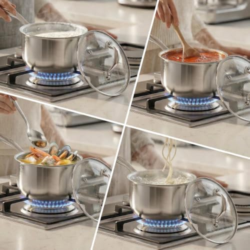 Tri-Ply Stainless Steel Pot 1.5Qt & 2.5Qt with Lids