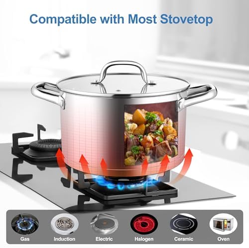 Homikit Stainless Steel Stock Pot 4 Quart, Induction Stockpot with lid for Soup Pasta Sauce Cooking Simmering, Tri-ply Heavy Bottom Compatible with All Stove, Dishwasher Safe