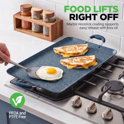 NutriChef Double Burner Griddle | Flat Top Griddle for Stove Top
