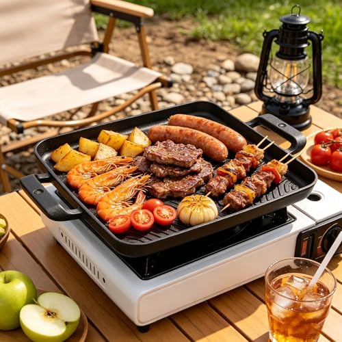 Cast Iron Grill Pan, Skillet Steak Pan (10 inch)