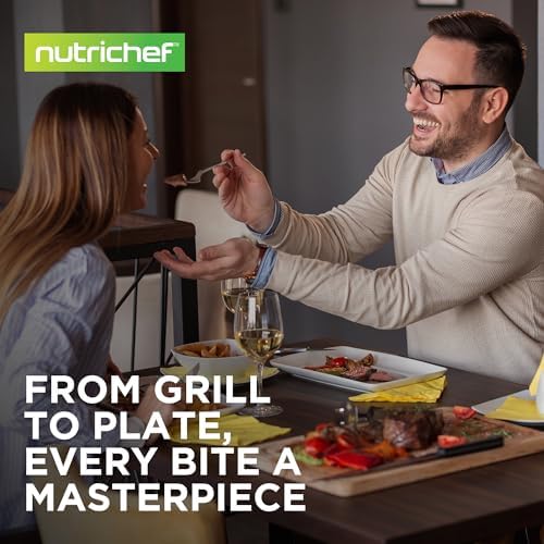 NutriChef 11’’ Nonstick Griddle & Grill Pan – Dishwasher Safe, PFOA-Free, Even Heat Distribution, Compatible with Gas, Ceramic, and Halogen Cooktops, Sturdy Handles for Easy Grip, Hard-Anodized Pan