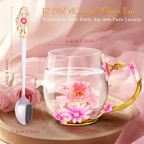 Women Glass Tea Coffee Pretty Cup Set Cute Mug Christmas Xmas Birthday Gift Great Mom Grandma Mimi Nana Gigi Grandmother Big Sister Law God Mother Day Aunt Artist Premium Practical Retirement Purple