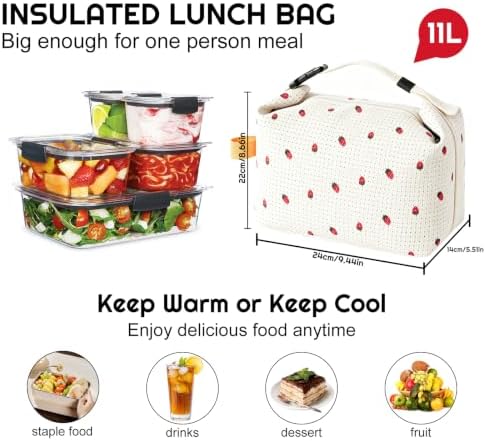SUOXU Insulated Lunch Bag, Reusable Thermal Lunch Box Tote for Women & Men, Large Capacity Leakproof Cooler Bag for Work, Picnic Travel