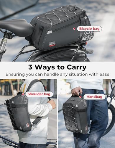 KEMIMOTO 11L Bike Rear Rack Bag, with 6L Removable Cooler Pouch