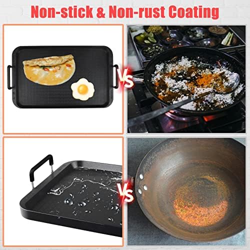 Flat Top Grill - Non-Stick Stovetop Griddle, Aluminum, Dishwasher Safe