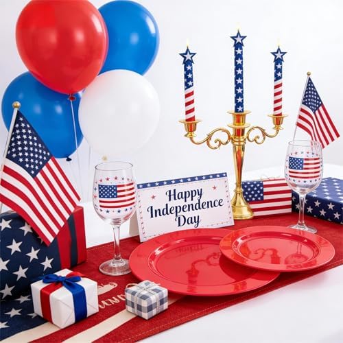FLOWERCAT 60PCS Red Plastic Plates - Heavy Duty Red Plates Disposable for Party - Include 30PCS 10.25inch and 30PCS 7.5inch for 30 guests Birthday Party & Events &4th of July