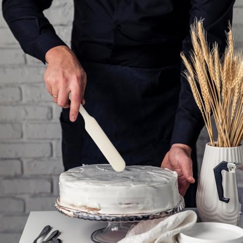Silicone Jar Spatula,Non-Stick Heat Resistant Kitchen Thin Spatula,Sourdough Stirring Stick,Jam Spreader for Peanut Butter,Cake Cream Butter Spatulas for Scraping Icing Bread Cream (White)