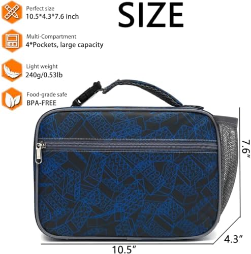 GYEUKHAM Insulated Lunch Box for School, Thermal Reusable Durable Freezable Lunch Bags for Kids Boys Girls Men Women - Small Soft Cooler Portable Lunch Tote Kit for Work Picnic Travel,Brick