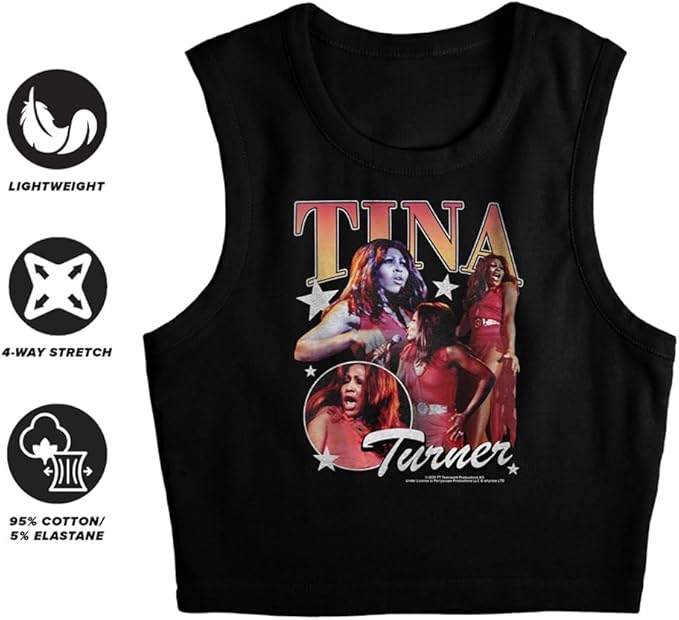 Popfunk Tina Turner Red Dress Vintage Collage Women's Sleeveless Crop Top Tank
