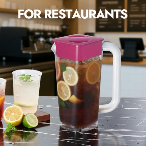 CURTA 1 Pack 2 Liters/68 oz Plastic Pitcher with Lid & Handle for Kitchen,ICED JUICE and Coffee Carafe Beverage Serveware, Acrylic Water Jug for Hot/Cold Drinks&lemonade