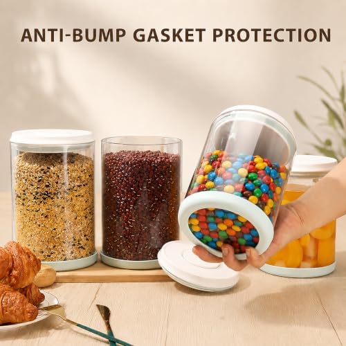 POP Glass Airtight Food-Jar With-Lid - 2.2Qt/2L Clear glass container | Stackable One-Touch Opening | For Cookie, Candy, Sugar, Flour, Nuts，Coffee
