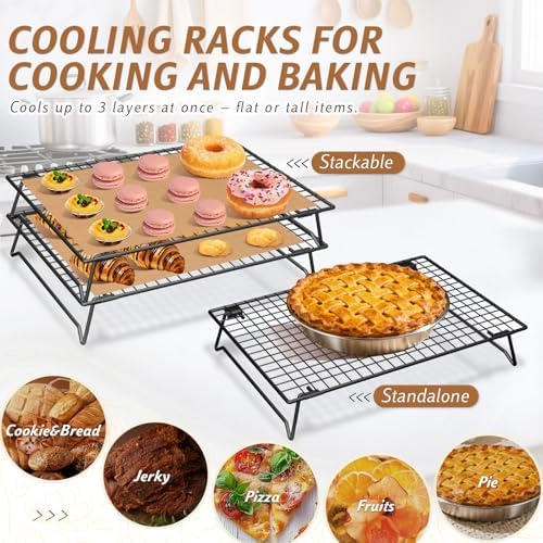 Cooling Racks for Cooking and Baking, 2-Tier 13" x 9" Stackable