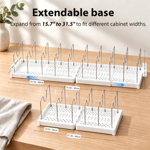 1 Pack Expandable Pot and Pan Organizers, 12 Adjustable Dividers