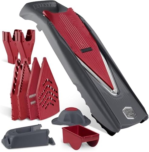 Börner by Reston Lloyd Mandoline Slicer Vital (Professional Set) • V-Slicer with 10 Cutting Styles & Safety Food Holder • Adjustable Kitchen Slicer & Dressing Function