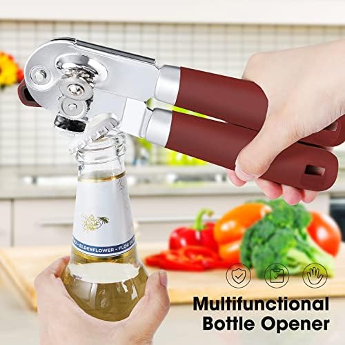 Beneno Heavy Duty Hand Can Opener Manual with Magnet Lid Remover, Red