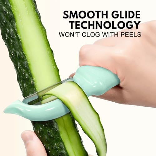 Rainspire Vegetable Peeler Potato Peelers for Kitchen, Sharp Stainless Steel Blades Veggie, Comfortable Handle Fruit Peeler, Carrot Peeler Apple Peeler Dishwasher Safe, Mint Green, 1-Pack