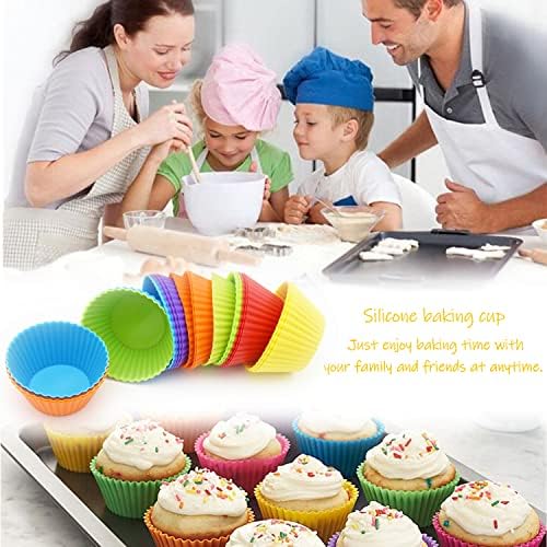 24 Pack Silicone Baking Cups, Reusable Cupcake Liners Molds, Multicolor