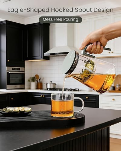 ZENS Magnetic Teapot, 34oz Magic Glass Infuser Pot for Loose Tea Steeper