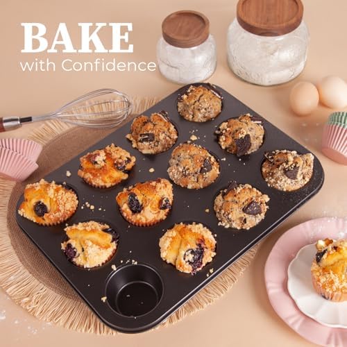 CARTMAN 2-Pack 12-Cup Muffin Pan Set, Carbon Steel Nonstick Cupcake Tin