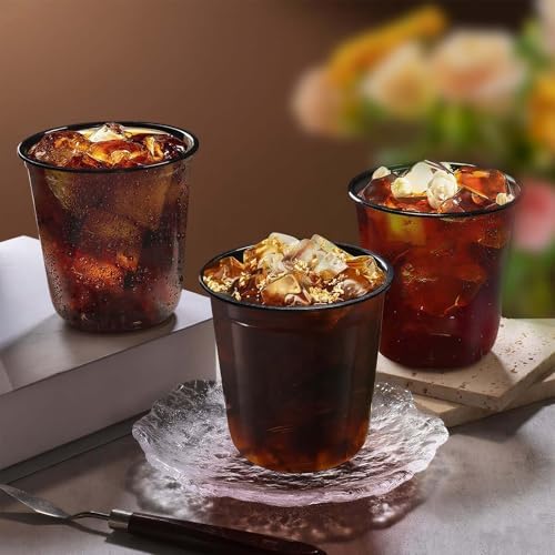 KesaPlan 100 Pcs 12oz Plastic Black Cups, Disposable Wine Cocktail Glasses