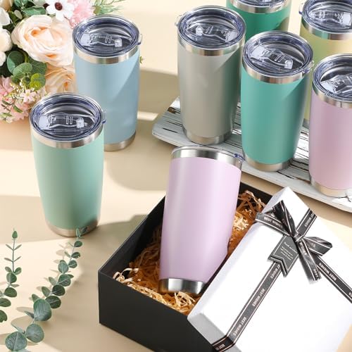 Sieral 36 Pack Stainless Steel Tumblers Bulk with Lids, 20 oz, Matte Color