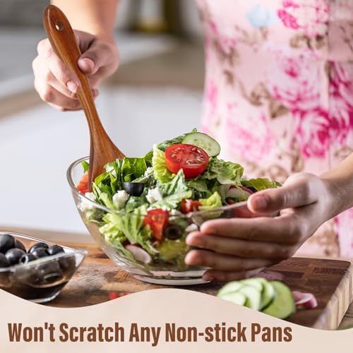 Wood Salad Serving Utensil, Wooden Salad Fork, Teak Wood Salad Server for Kitchen Cooking