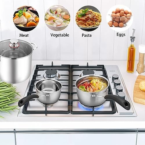 TeamFar 1qt & 2qt Saucepan with Lid, Stainless Steel Small Cooking Pot